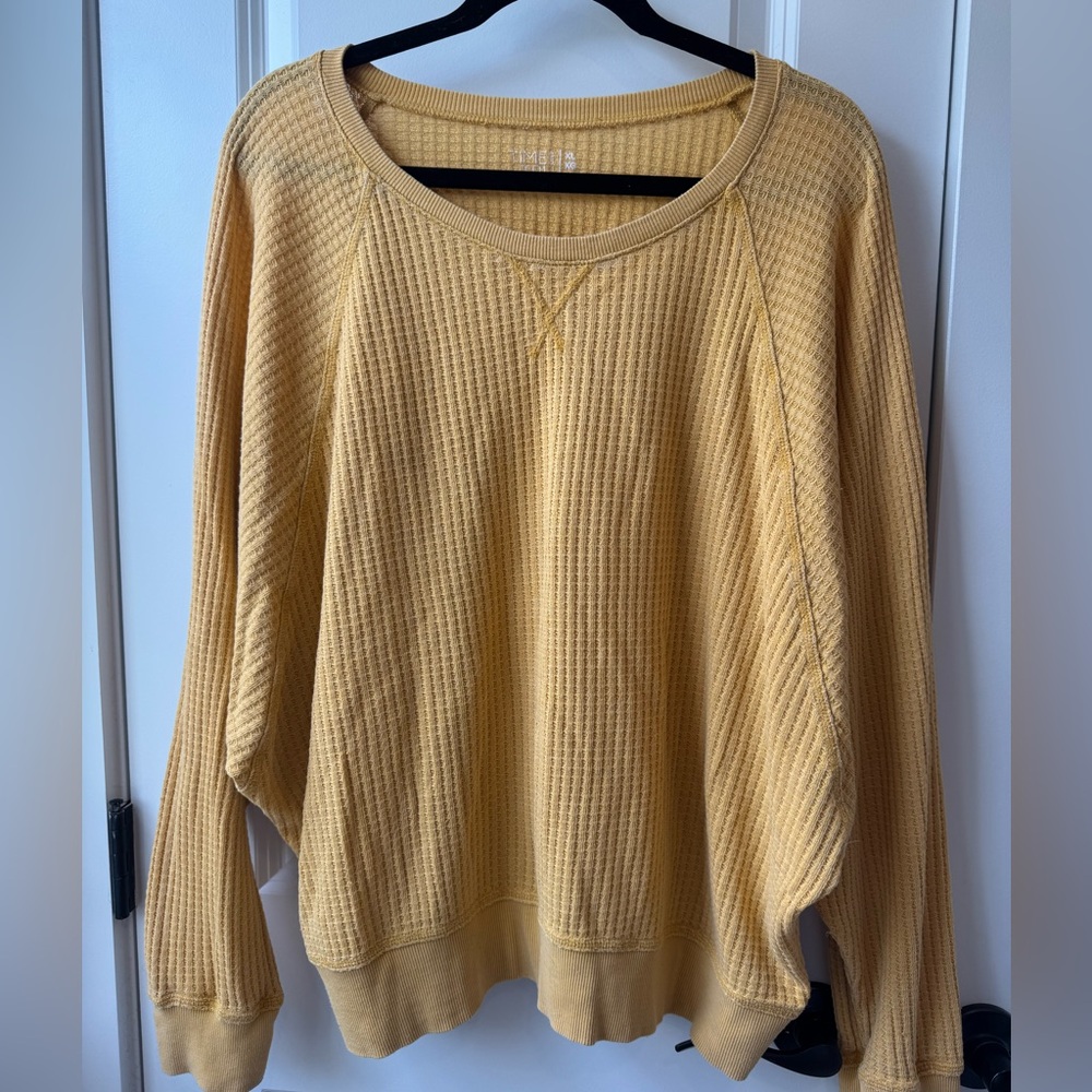Time and Tru Mustard Waffle Knit Sweater